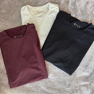 BYLT Basics Short Sleeve T-Shirt Trio - Black, Light Blue, Burgundy